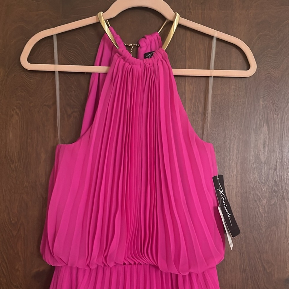 NWT Fuchsia Pleated Maxi Dress - Picture 2 of 6